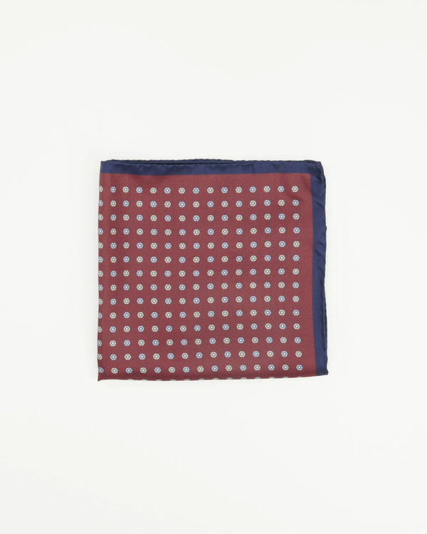 Altea Pocket Square Pure Silk Floral Soft Red