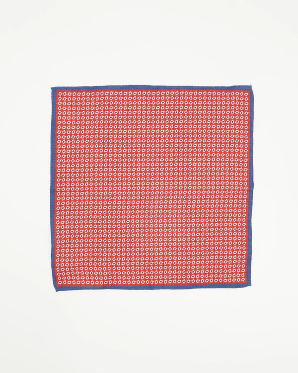 Altea Pocket Square Pure Linen Geometric Red