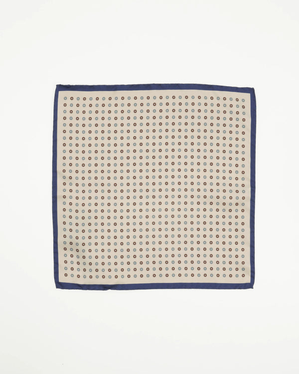 Altea Pocket Square Pure Silk Floral Beige