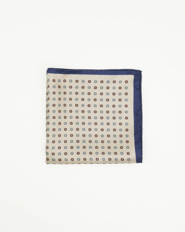 Altea Pocket Square Pure Silk Floral Beige