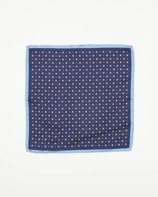 Altea Pocket Square Pure Silk Floral Navy