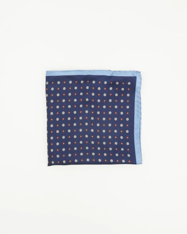 Altea Pocket Square Pure Silk Floral Navy